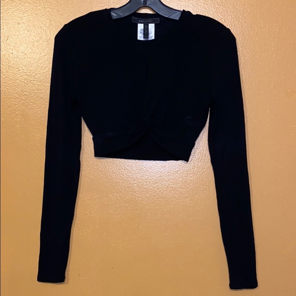 BCBG Taelor long-sleeve twisted crop top